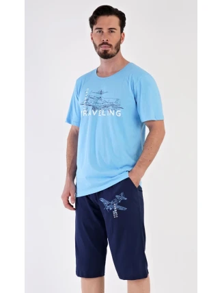 Pánské pyžamo bermudy Letadlo Pánské pyžamo bermudy Letadlo