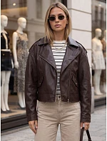 Dámská bunda ve stylu „ramones“ z ekologické kůže, hnědá, FashionStreet TY5920