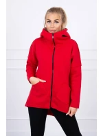 Zateplená mikina s prodlouženými zády a kapsami červená Zateplená mikina s prodlouženými zády a kapsami červená