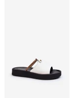 Dámské kožené žabky Zazoo 2896 Bílo-černé Dámské kožené žabky Zazoo 2896 Bílo-černé