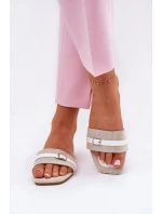 Plné Dámské Sandály S Páskem A Přezkou Béžovo-Bílé Zilina