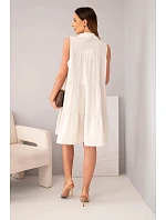 Dámské bavlněné košilové šaty bez rukávů s knoflíky béžová