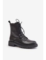 Kožené botky worker s teplou podšívkou na zip černé Elosie