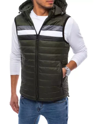 Pánská prošívaná zelená vesta FashionStreet TX4034