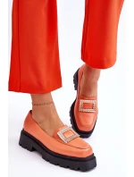 Pohodlné kožené mokasíny oranžové Agathę Pohodlné kožené mokasíny oranžové Agathę