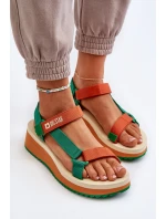 Dámské sandály na platformě a klíně Big Star NN274A053 zeleno-oranžové