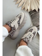 Semišové zateplené dámské tenisky na masivní platformě Vinceza 66841 Leopardo béžové