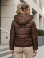 Dámská prošívaná bunda s kapucí hnědá FashionStreet TY5590 Dámská prošívaná bunda s kapucí hnědá FashionStreet TY5590
