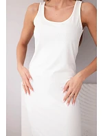 Dámské viskózové žebrované šaty na ramínkách ecru