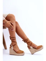 Vázané Sandály Na Vysokém Klínu velbloud Lendy Vázané Sandály Na Vysokém Klínu velbloud Lendy