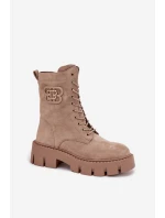 Zateplené workery dámské s ozdobou béžové Melisse