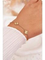 Náramek ze nerezové oceli s květinami ze zlata