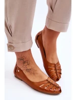 Zazoo 10009 Pohodlné Dámské Kožené Baletky Hnědé