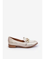 Dámské kožené mokasíny s ozdobou Zazoo 2880 Zlaté