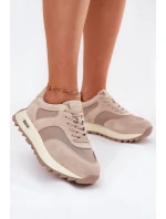 Semišové Sneakersy Na Platformě Dámské Big Star RR274897 HI-POLY SYSTEM Béžové