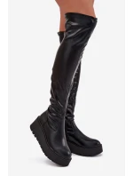 Dámské Kozačky Nad Kolena Na Platformě A S Jemným Klínem Černé Lydira Dámské Kozačky Nad Kolena Na Platformě A S Jemným Klínem Černé Lydira