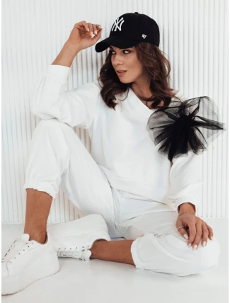 Dámská mikina FILAN ecru s výstřihem FashionStreet BY1260