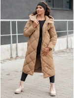 Dámská prošívaná zimní bunda s kapucí FEMACOAT béžová FashionStreet TY4592 Dámská prošívaná zimní bunda s kapucí FEMACOAT béžová FashionStreet TY4592