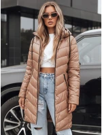 Dámská zimní dlouhá prošívaná bunda velbloudí barvy FashionStreet TY5504