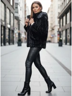 Dámská kožešinová bunda s kapucí černá FashionStreet TY5276z