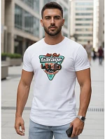 Pánské bavlněné tričko s potiskem HOT ROD GARAGE bílé FashionStreet NX5093R Pánské bavlněné tričko s potiskem HOT ROD GARAGE bílé FashionStreet NX5093R
