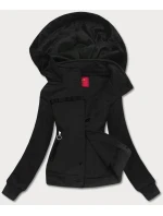 Černá krátká dámská rozepínací mikina (AMG-63) Černá krátká dámská rozepínací mikina (AMG-63)