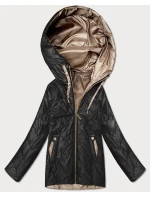 Pikowana kurtka damska z kapturem Goodlookin czarna (B8596-1)