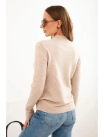 Dámský svetr s polo rolákem z měkké příze tmavě béžový