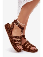 Dámské sandály na platformě se zlatým detailem leopard Kartia