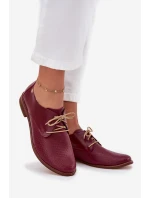 Dámské kožené elegantní šněrovací polobotky Zazoo 4238 bordó