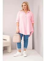 Bavlněná mušelínová košile Plus Size 65622 baby růžová - Kesi Bavlněná mušelínová košile Plus Size 65622 baby růžová - Kesi