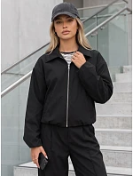 Krátká dámská mezisezónní bunda typu bomber bez kapuce, černá, FashionStreet TY5958 Krátká dámská mezisezónní bunda typu bomber bez kapuce, černá, FashionStreet TY5958
