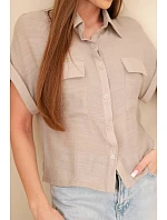 Dámská košile z viskózy s krátkým rukávem a kapsami fango