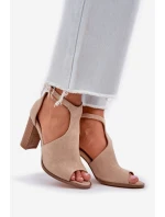 Sandály Na Podpatku Z Eko Semiše Béžové Lanadriena Sandály Na Podpatku Z Eko Semiše Béžové Lanadriena