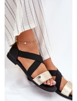 Dámské Plážové Sandály S Elastickými Pásky Černozlaté Marinea