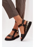 Kožené dámské sandály na platformě D&A CR61-3070 Černé
