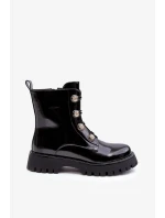 Dámské zateplené kozačky s ozdobnými knoflíky D&A Černá