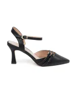 Pěkné  lodičky černé dámské na jehlovém podpatku