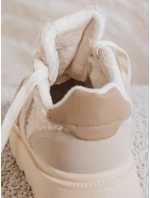 Dámské tenisky s kožešinou na platformě béžové FashionStreet ZY1081 Dámské tenisky s kožešinou na platformě béžové FashionStreet ZY1081