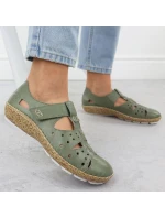 Dámská pohodlná prolamovaná obuv na suchý zip zelená Rieker 44852-52