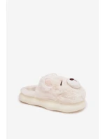 Kožešinové pantofle s motivem medvěda bílé Galine