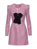 M869 Tweed šaty s výstřihem do V - marsala