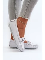 Dámské kožené mokasíny s ozdobou, bílá S.Barski Dámské kožené mokasíny s ozdobou, bílá S.Barski