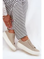 Dámské textilní tenisky na platformě Big Star – béžové