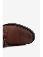 Pánské kožené zateplené kotníkové boty Big Star na zip – čokoládově hnědé