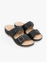 Designové černé dámské  sandály na klínku