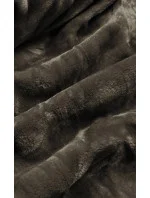 Dámská zimní bunda v khaki barvě s podšívkou z mechovité kožešiny (b537-11)