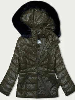 Dámská prošívaná zimní bunda v khaki barvě (V776G)