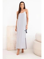 Dlouhé šaty na ramínka šedá