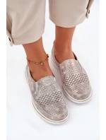 Semišové nazouvací boty Béžovo-zlatá Inez